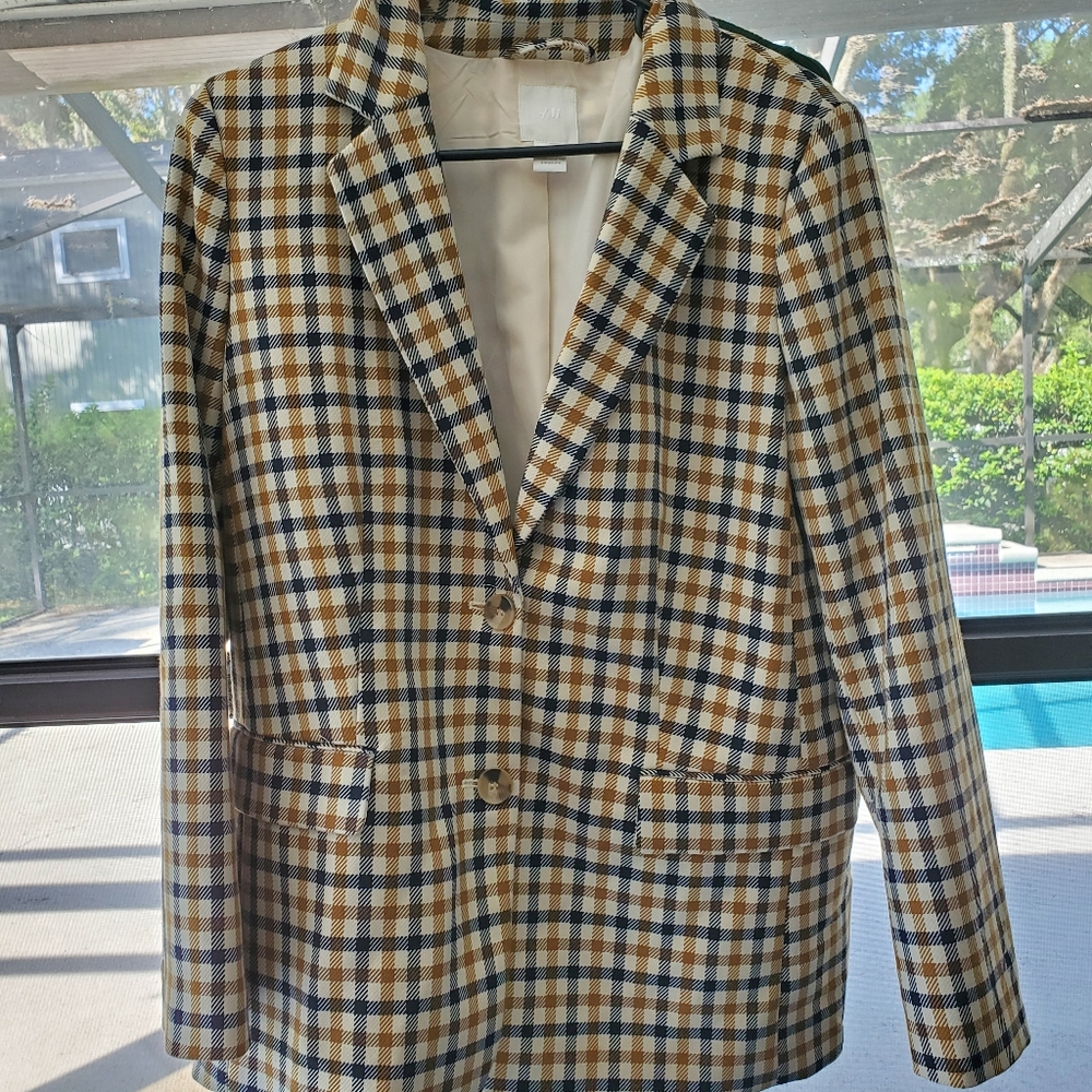 H&M Navy Blue and Gold Blazer